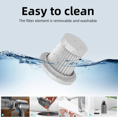 Handheld Vacuum Cleaner 22000Pa Cordless Silver Gray, Mini Hoover