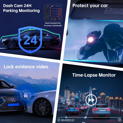 2.5K QHD WiFi Dash Cam with 128GB Card, Car Dash Camera Front 170° Wide Angle, Night Vision, G-Sensor, Loop Recording, Parking Monitor – Supports up to 256GB