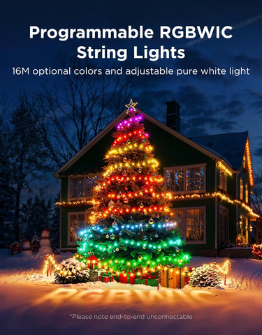 Govee 20M RGBWIC Christmas String Lights with Music Sync, Multicolor