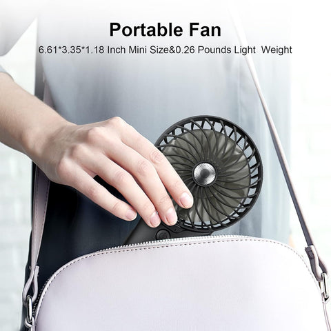 Handheld Fan, USB Rechargeable Mini Portable Fan, Personal Small Silent Hand Fan 4 Speeds with Mirror, Battery Operated Table Desk Fan for Office Outdoor Home Travel (Black)