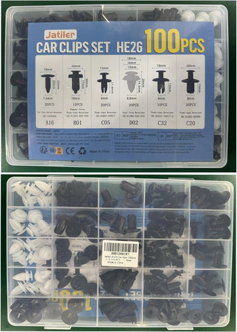 JatilEr 100 Pcs Universal Car Body Trim Clips – Black Nylon Rivet Fasteners