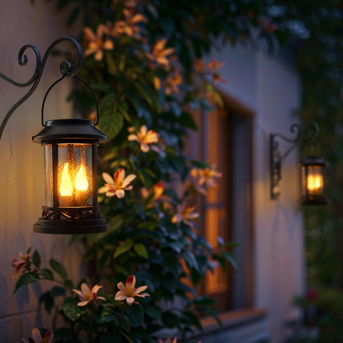 Beautyard Outdoor Solar Candles Lights Flickering Decorative Lantern Stake Lighting for Garden, Backyard, Lawn, Pathway, Patio Accessories and Decor ( 6 Pack , Black )…