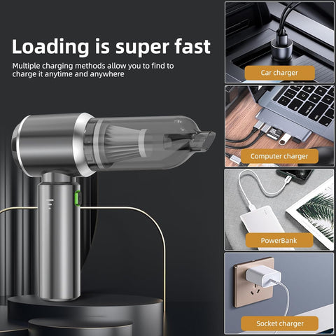 Handheld Vacuum Cleaner 22000Pa Cordless Silver Gray, Mini Hoover