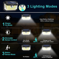 Solar Lights Outdoor, 188 LED Solar Security Lights Outdoor Motion Sensor with 3 Modes, 270ºWide Angle IP65 Waterproof PIR Solar Powered Wall Lights Outside for Garden Fence Door Yard Garage