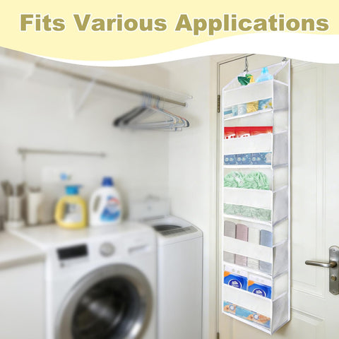 Hhverse Over Door Organiser Storage, Beige – 5 Front Pockets & 10 Mesh Side Pockets, Large-Capacity Hanging Storage