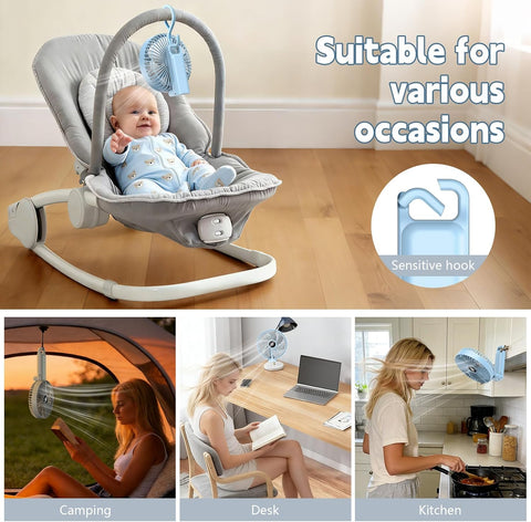 Portable 6-Inch Handheld Fan – 5 Speeds, USB Rechargeable