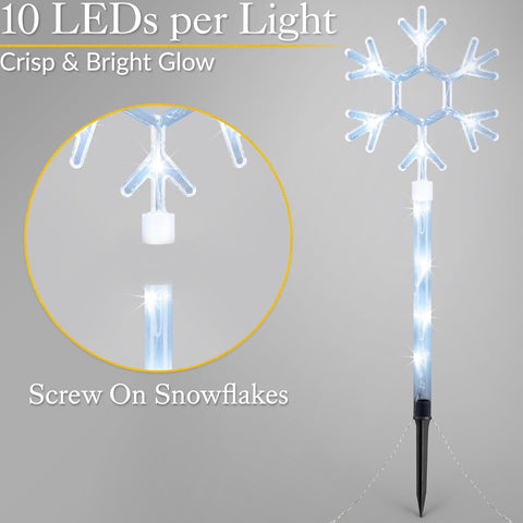 Christow Snowflake Path Lights, 4 x 44cm, Battery Powered, Outdoor Display