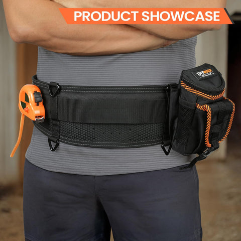 Padded 29'' Tool Belt for Men, Adjustable Work Belt with Heavy Duty Buckle Back Support for Carpenters, Electricians & Gardeners
