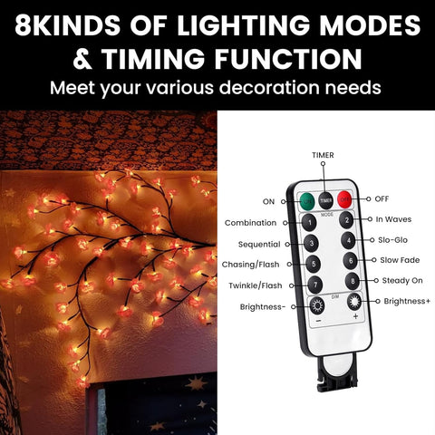 RuiDay 1.2m USB Cherry Blossom Tree Light – 48 LED Pink Sakura Branch Fairy Lights with 8 Lighting Modes & Timer for Bedroom, Wedding & Home Décor