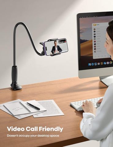 Lamicall Gooseneck Bed Phone Holder Black – 80mm Clamp Flexible Arm