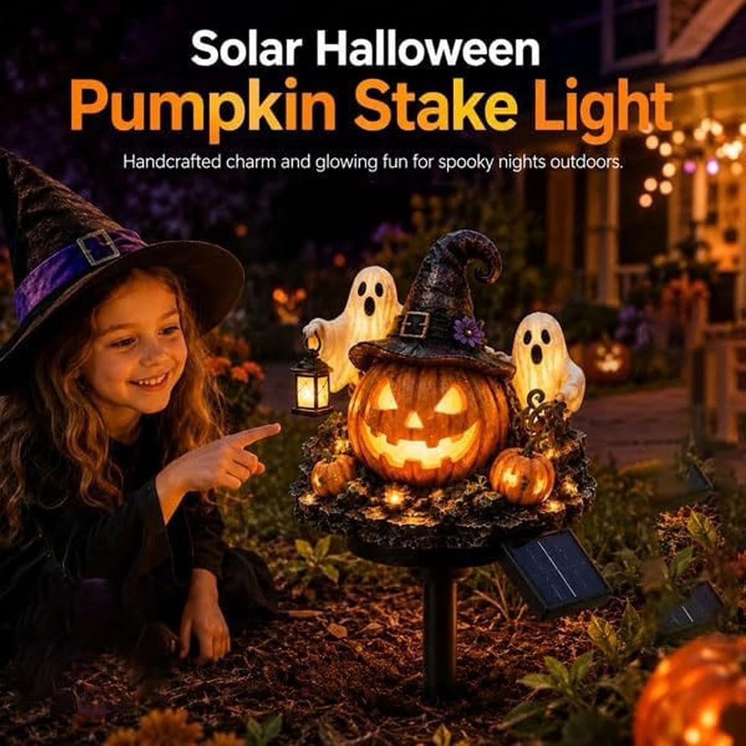 Halloween Solar Lights Pumpkin Ghost Stake Lights For