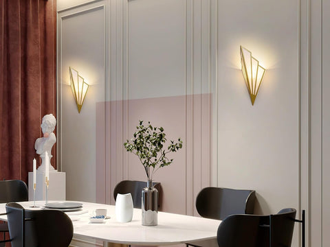 Set of 2 Gold Battery Operated Wall Sconces with Remote Dimmable LED Lights