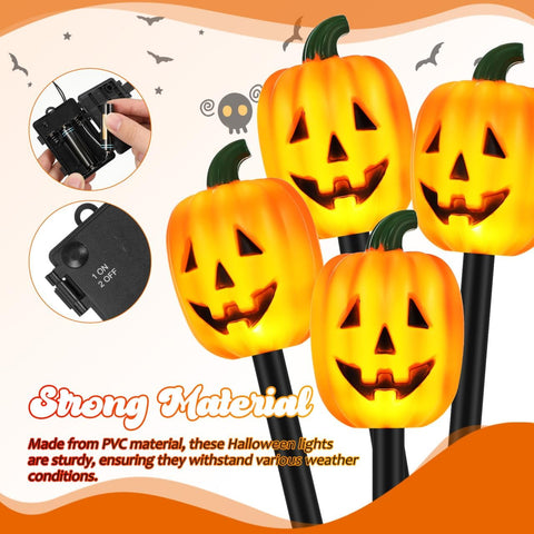 Housoutil Halloween Pumpkin Pathway Lights, 5 LED Garden Stake Lights