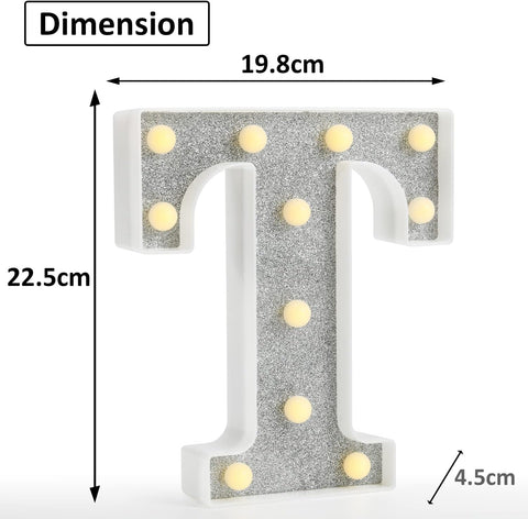 Colorful Light Up Letters, Glitter LED Letter Lights 18 Color Changing Shiny Alphabet Sign Gifts for Girls Women Party Birthday Decorations Remote Night Light Christmas Valentine Wall Table Decor - T