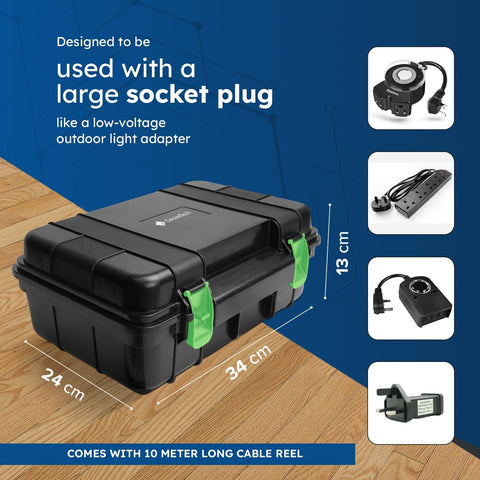 Desiretech Weatherproof Outdoor Electric Box – IP54 Rated, Heavy-Duty Power Supply for Garden Tools, DIY, and Outdoor Lighting