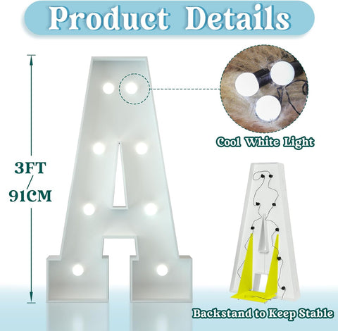 3FT Light Up Letter A – Party Decoration Marquee Sign – UK