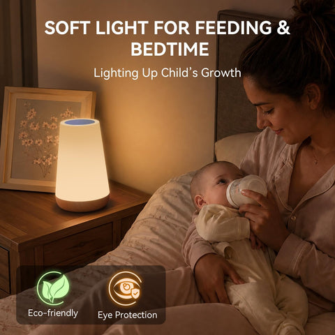 Auxmir LED RGB Dimmable Touch Bedside Table Lamp – Rechargeable Night Light with 13 Colours, 5 Brightness Levels, Remote Control & Timer