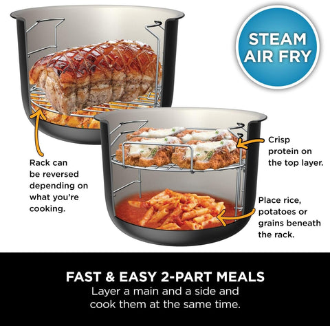 Foodi 11-in-1 SmartLid Multi-Cooker 6L – Electric Pressure Cooker & Air Fryer with Reversible Rack – Stainless Steel/Black