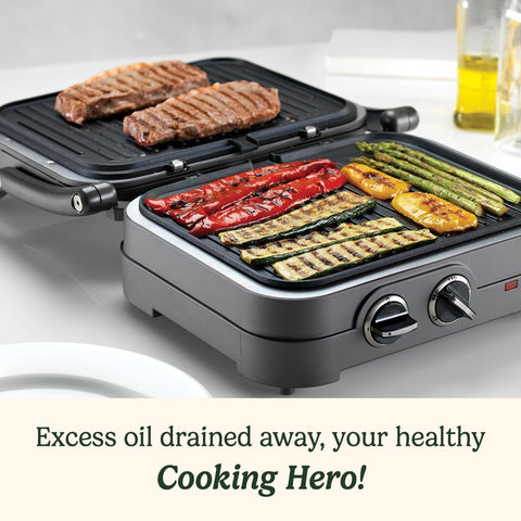 Grill & Griddle – Sandwich Toaster, Panini Press & Contact Grill – Non-Stick Removable Plates, Dishwasher Safe Health Grill, Less Oil – Midnight Grey