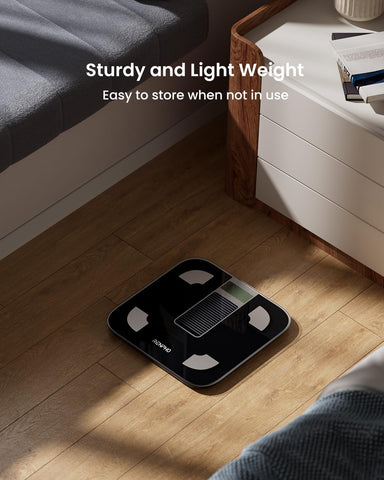 Battery-Free Solar Body Weight Scale – Digital Bluetooth Smart Bathroom Scale with Body Fat & BMI Monitor, 400 lbs