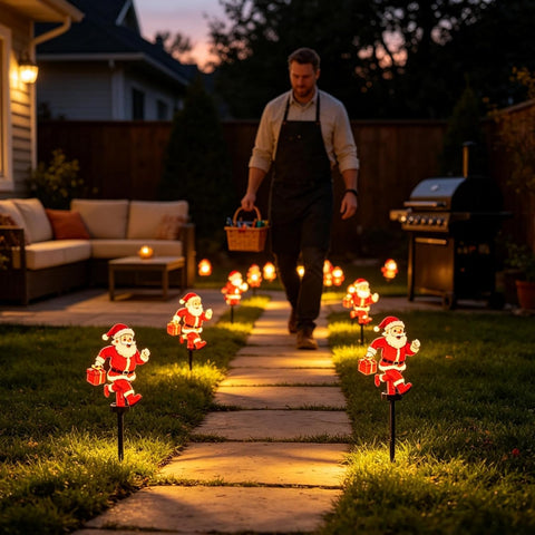 Solar Stake Lights Outdoor Christmas Santa Design Decorative Lighting