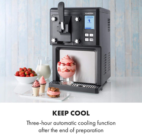Sweet Sundae Ice Cream Maker 1.5L – Self-Cooling Compressor, 200W, Auto Clean, 3H Cooling, Black Stainless Steel