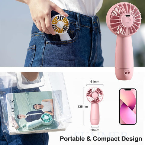 Handheld Fan, Usb Hand Held Fan Rechargeable, Convenient Mini Portable Fan, Equipped with 4800mah Battery, Suitable for Commuting, Business Trips, Office Necessities(White)