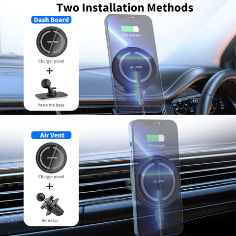 OHLPRO MagSafe Car Mount Charger 15W Fast Charging for iPhone 16/15/14/13 Series