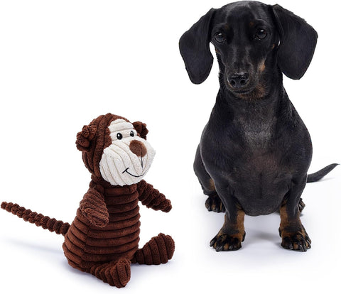 Brown Monkey Plush Dog Toy with Squeaker