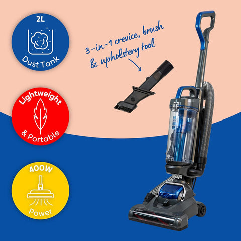 Russell Hobbs Athena2 Upright Vacuum Cleaner 400W 2L – Grey & Blue