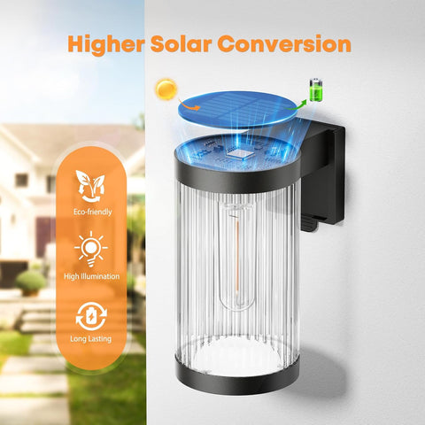 Solar Wall Lantern Outdoor LED Light 5W IP65 Waterproof Warm White Fixture
