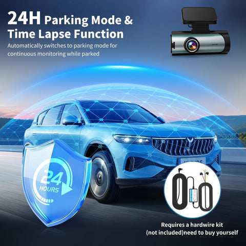 Dual Dash Cam Front and Rear with Night Vision and Wi-Fi