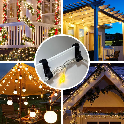 160 Pack Gutter Clips for Outdoor String Lights – S-Shaped Hooks for Christmas, Fairy, Festoon & LED Rope Lights – Line Your Outdoor Space with Lights Without Drilling