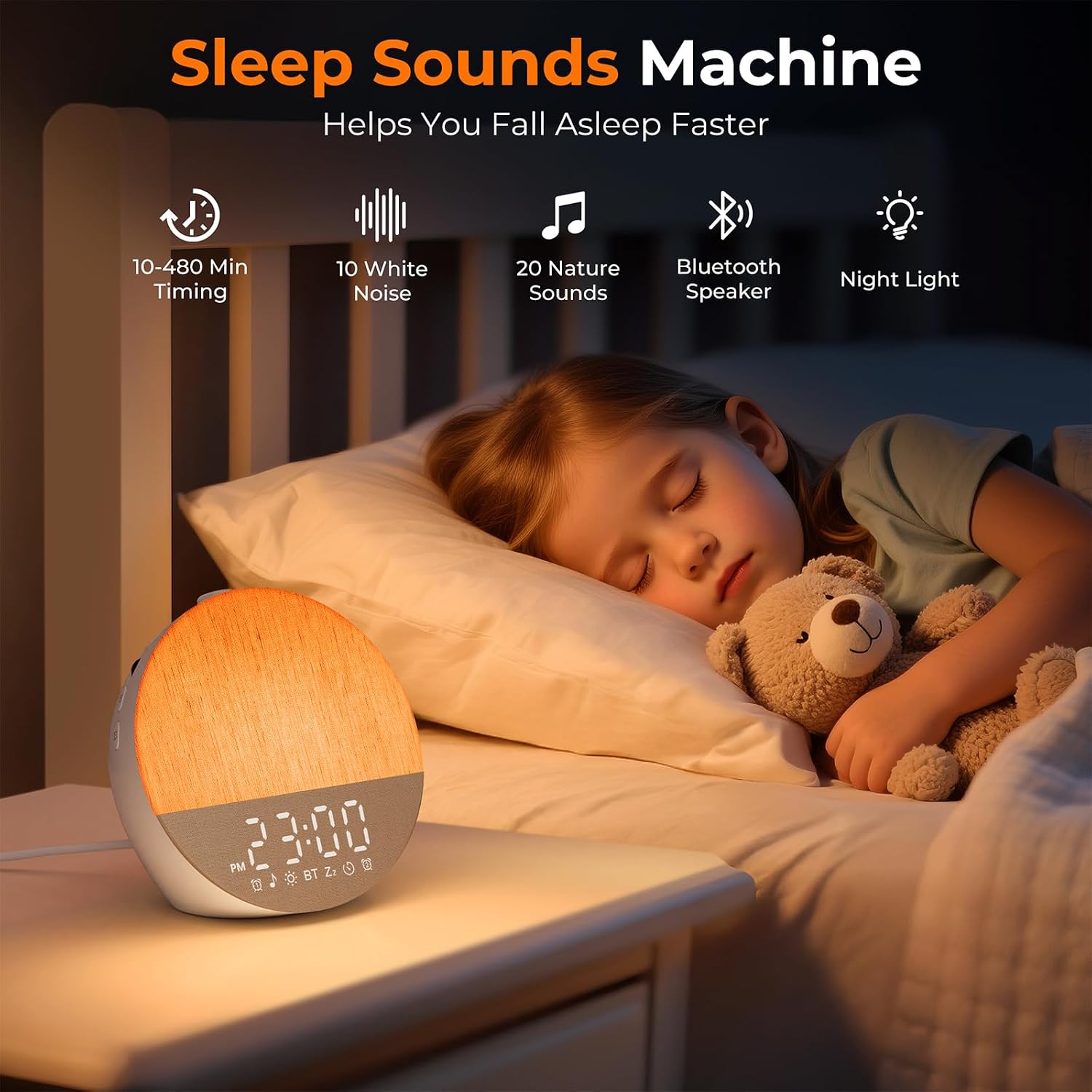 Famgoods Sunrise Alarm Clock Wake-Up Light – Bluetooth 5.3, Dual Alarms, 18 Lighting Modes & Natural Sounds – Make Waking Up Feel Less Like a Chore