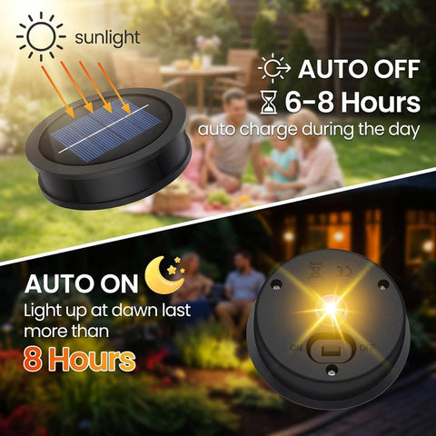 Warm White Solar Light Replacement Tops 6 Pack – Outdoor Solar Lights with Easy On/Off Switch for Lanterns DIY Replacement, 2.2in