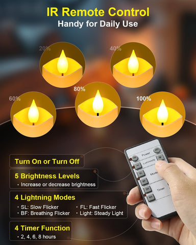 6PCS Rechargeable LED Tea Lights with Charging Station, Remote Timer Flameless Flickering Candles for Home & Holiday Décor