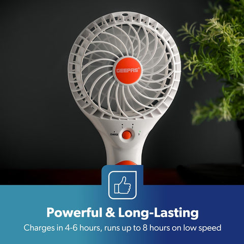 Rechargeable Mini Handheld Fan USB Portable 3 Speed 8Hr Runtime 2 Pack