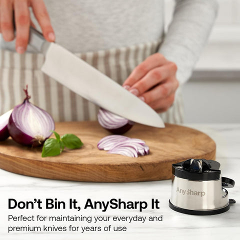 AnySharp Pro Metal Knife Sharpener – Suction Base | Hands-Free Safety | Razor-Sharp Results | Ideal for Hardened Steel & Serrated Knives