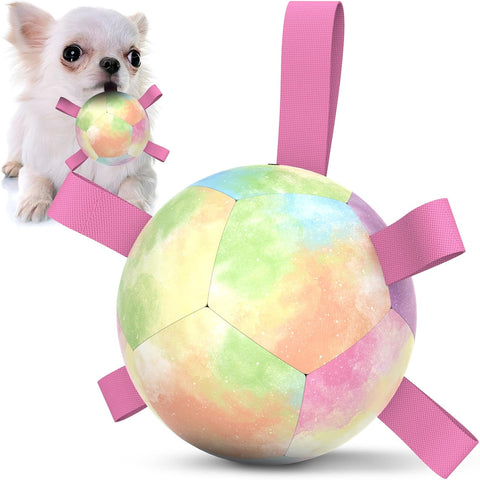 Dog Soccer Ball Toy with Straps for Small and Medium Dogs