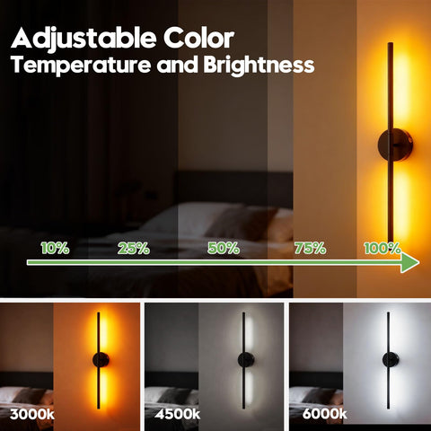 Battery Operated Wall Sconces, 2 Pack 8000mAh Rechargeable Wall Lights, 3000K-6000K Dimmable Wireless Wall Light with Remote Control, 70CM Gold Wall Lamp for Living Room Bedroom Hallway