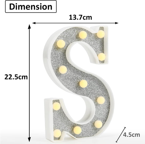 Colorful Light Up Letters, Glitter LED Letter Lights 18 Color Changing Shiny Alphabet Sign Gifts for Girls Women Party Birthday Decorations Remote Night Light Christmas Valentine Wall Table Decor - S