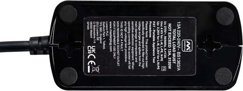 Masterplug Heavy Duty Four Socket Surge Protected Extension Lead with 2 USB Ports, 1 Metre, Black