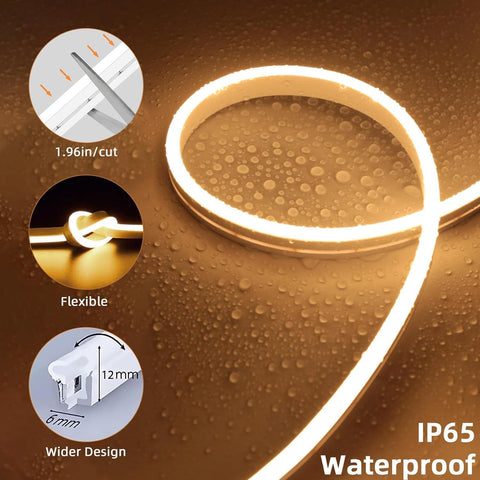 LED strip light with features on a brown background