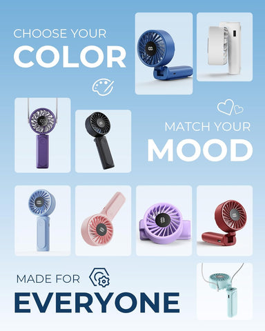 Handheld Fan, Portable Fan with 4000mAh Rechargeable Battery, LED Display Hand Fan with 6 Speeds, Mini Fan 180° Foldable for Home Office Travel Outdoor Bedroom