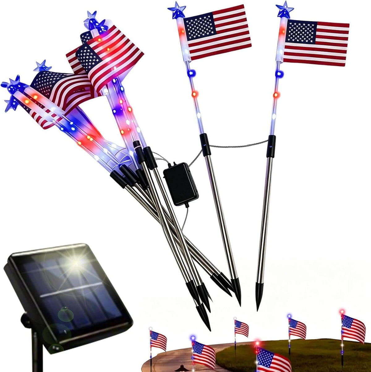 Solar Pathway Lights Outdoor Pathway Patriotic Lighting
