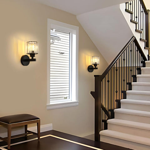 Modern Crystal Wall Light E27 Black Wall Sconce