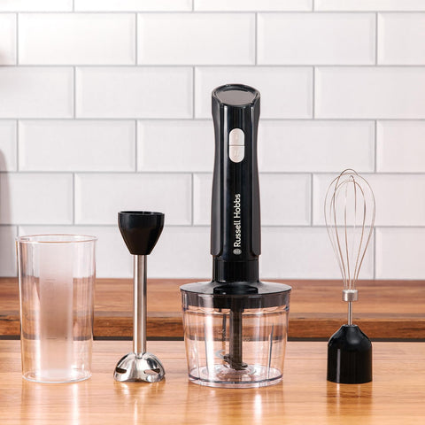 3-in-1 Hand Blender & Electric Chopper – 700ml Beaker, 500ml Bowl, Whisk, 2 Speeds + Pulse, Stainless Steel – Matte Charcoal
