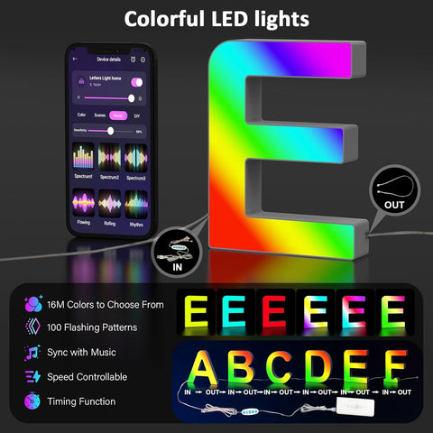 LED Letter E Colour Changing Night Light