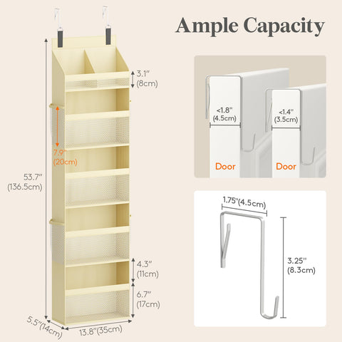 Lifewit 4-Tier Over Door Diaper Organiser, Beige – Space-Saving Hanging Nursery Storage with Mesh Windows