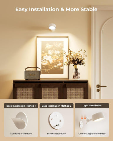 Wall Lights, Led Wall Lamp with 18 RGB Colors, 8000mAh Rechargeable Battery Operated, Touch and Remote Control,Dimmable Wireless Wall Sconces for Bedroom Indoor, 360° Rotation, White